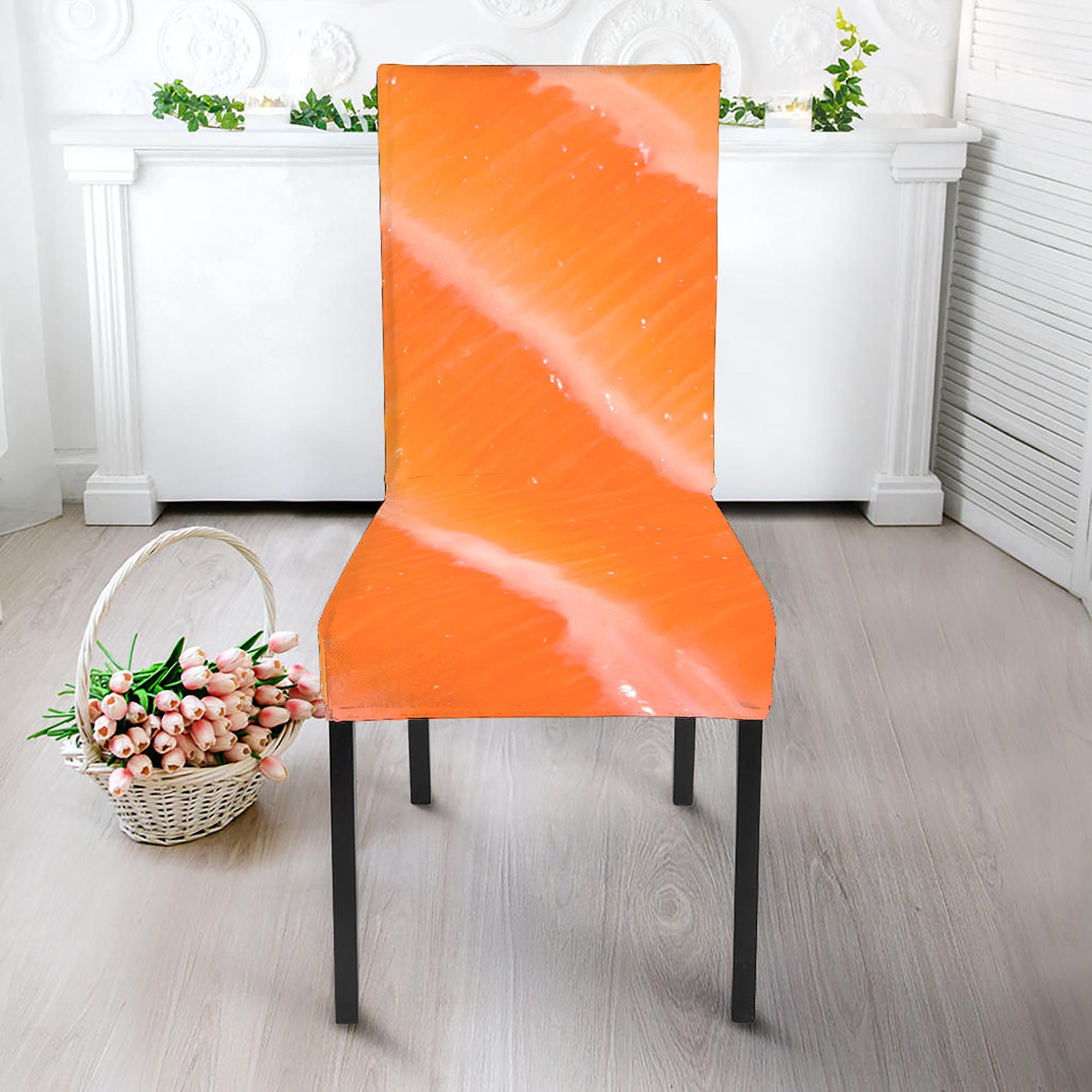 Fresh Salmon Print Dining Chair Slipcover