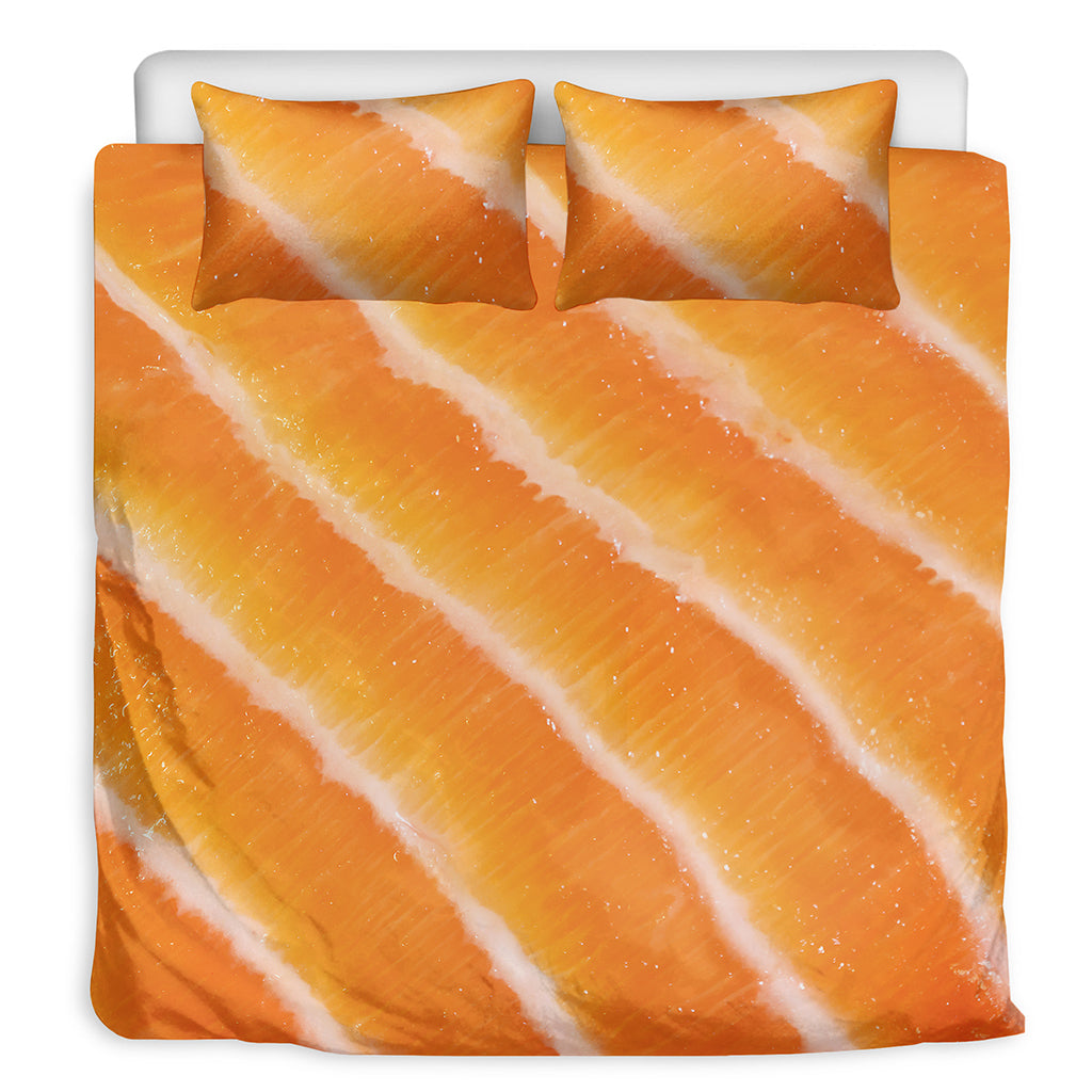 Fresh Salmon Print Duvet Cover Bedding Set