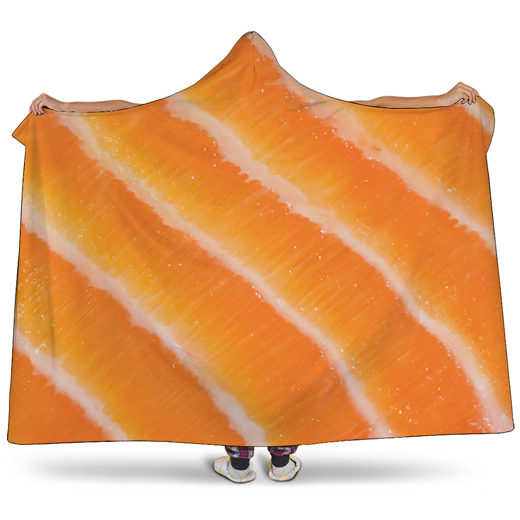 Fresh Salmon Print Hooded Blanket