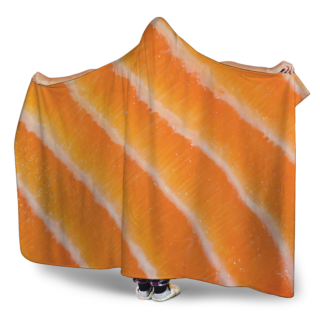 Fresh Salmon Print Hooded Blanket