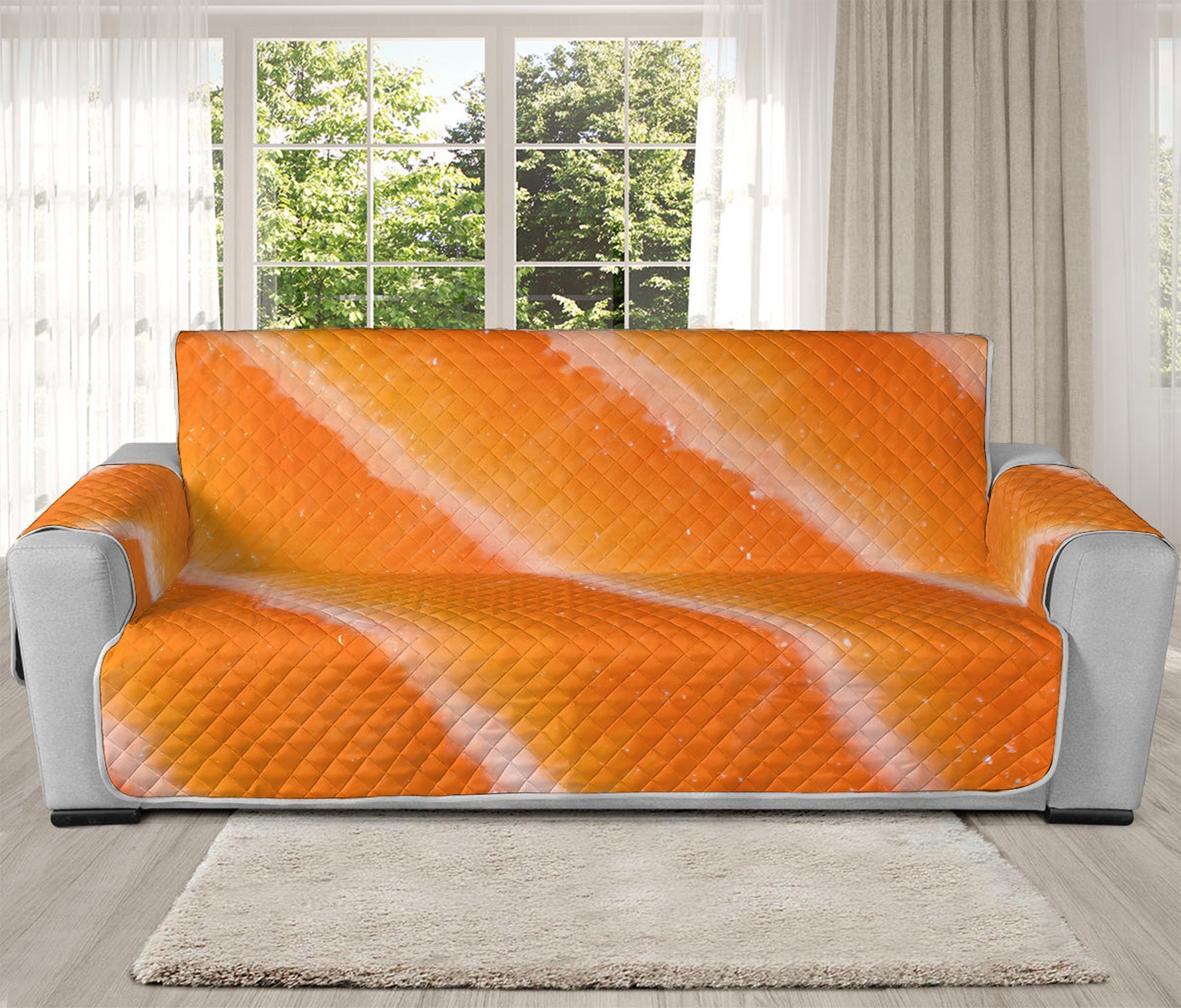 Fresh Salmon Print Oversized Sofa Protector