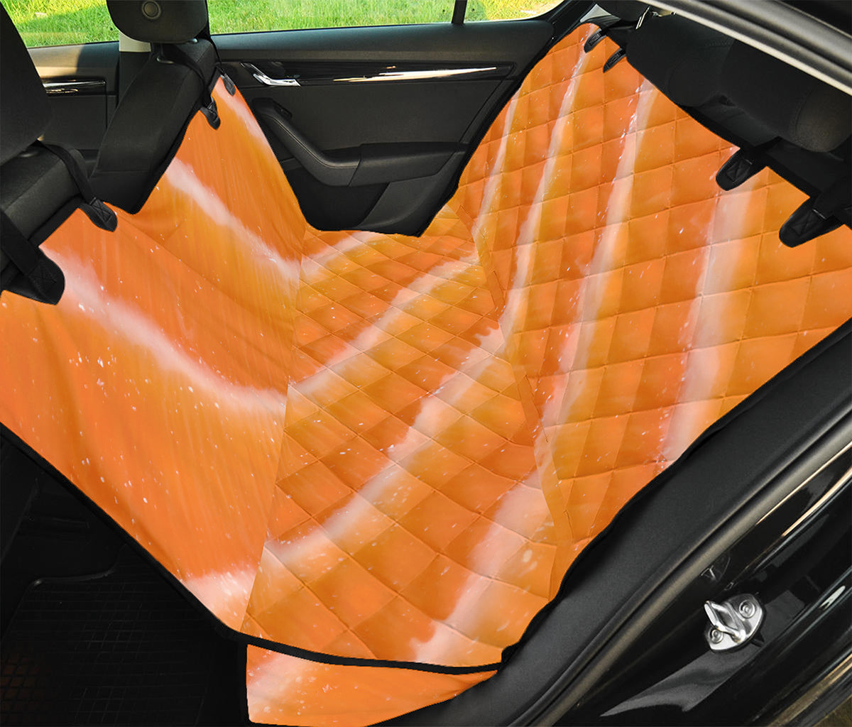 Fresh Salmon Print Pet Car Back Seat Cover