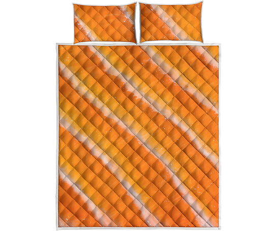 Fresh Salmon Print Quilt Bed Set