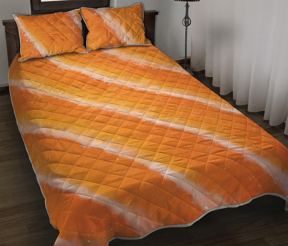 Fresh Salmon Print Quilt Bed Set