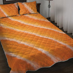 Fresh Salmon Print Quilt Bed Set