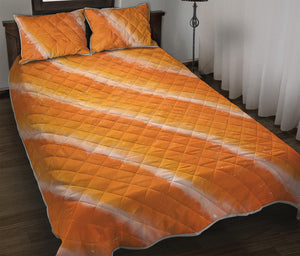 Fresh Salmon Print Quilt Bed Set