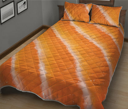 Fresh Salmon Print Quilt Bed Set