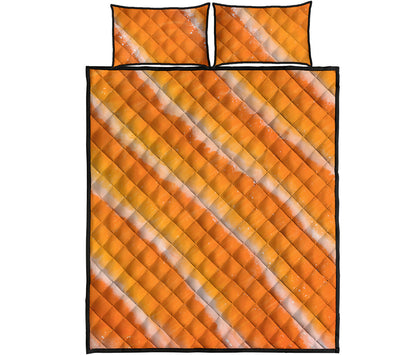Fresh Salmon Print Quilt Bed Set