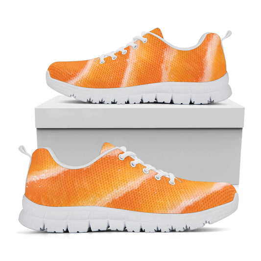 Fresh Salmon Print White Sneakers
