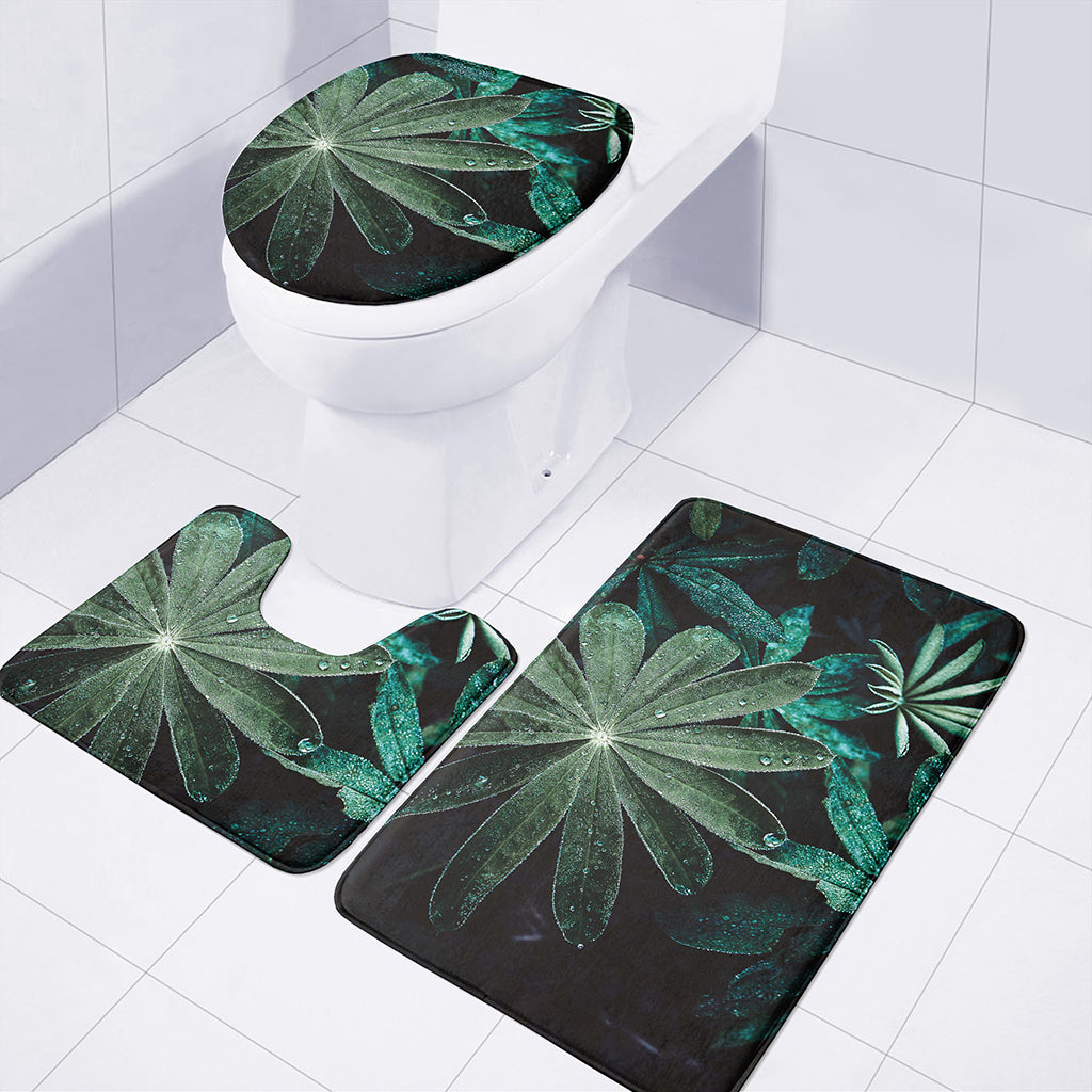 Fresh Tropical Leaf Print 3 Piece Bath Mat Set