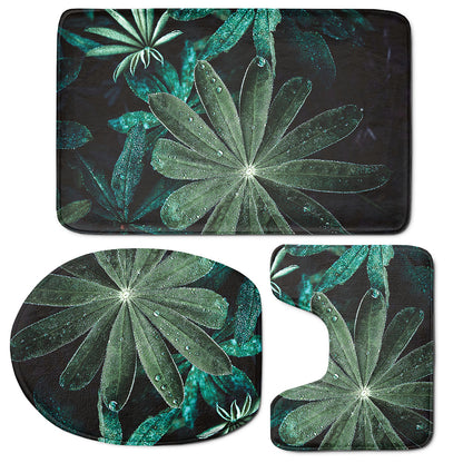 Fresh Tropical Leaf Print 3 Piece Bath Mat Set