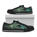 Fresh Tropical Leaf Print Black Low Top Sneakers