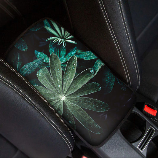 Fresh Tropical Leaf Print Car Center Console Cover