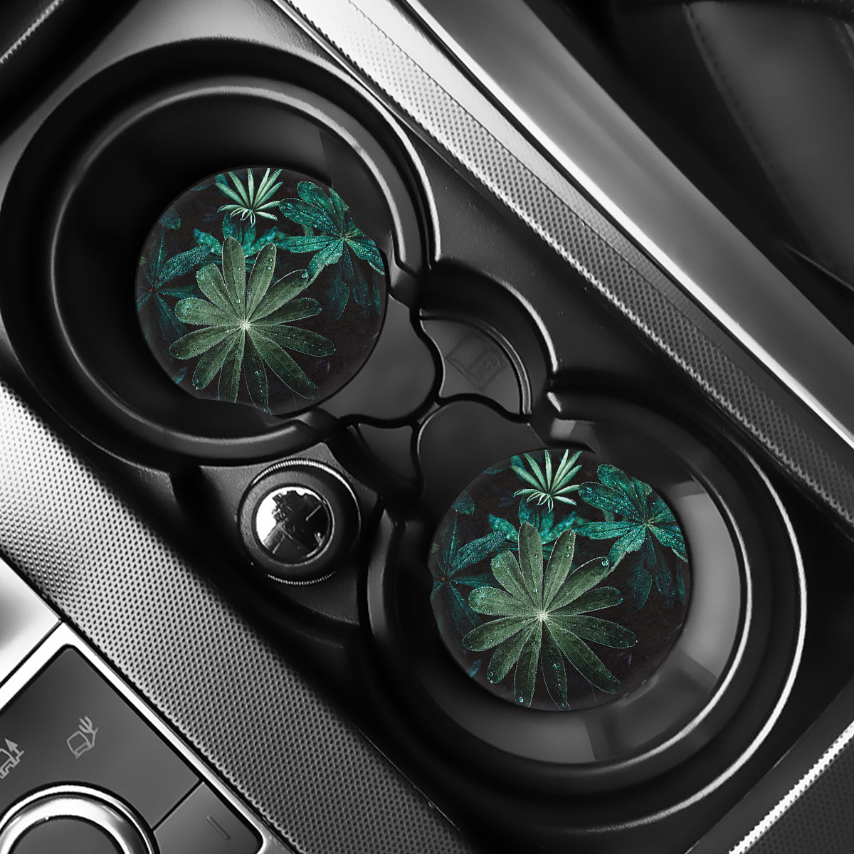 Fresh Tropical Leaf Print Car Coasters