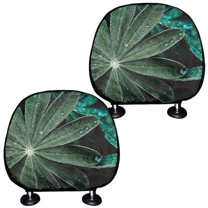 Fresh Tropical Leaf Print Car Headrest Covers