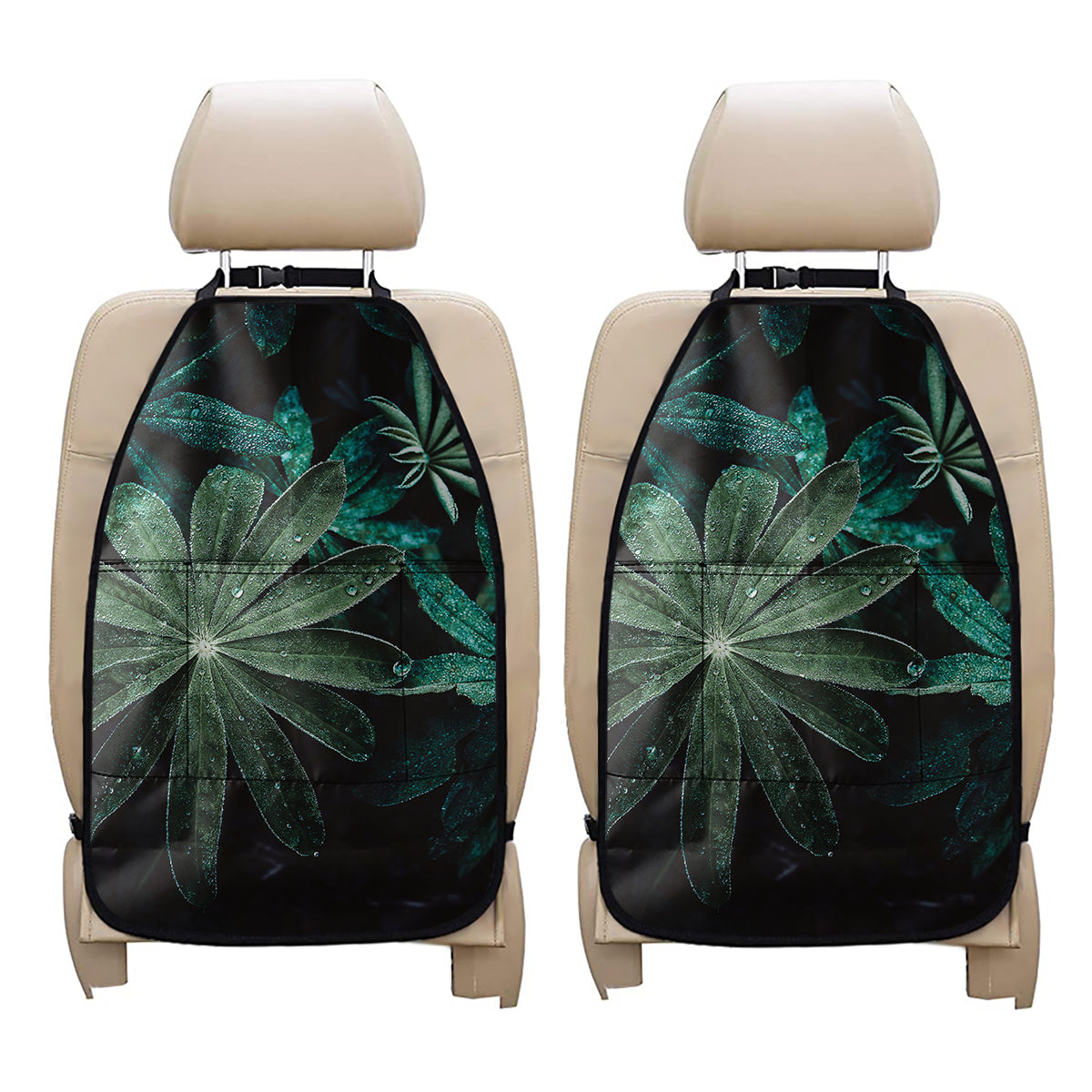 Fresh Tropical Leaf Print Car Seat Organizers