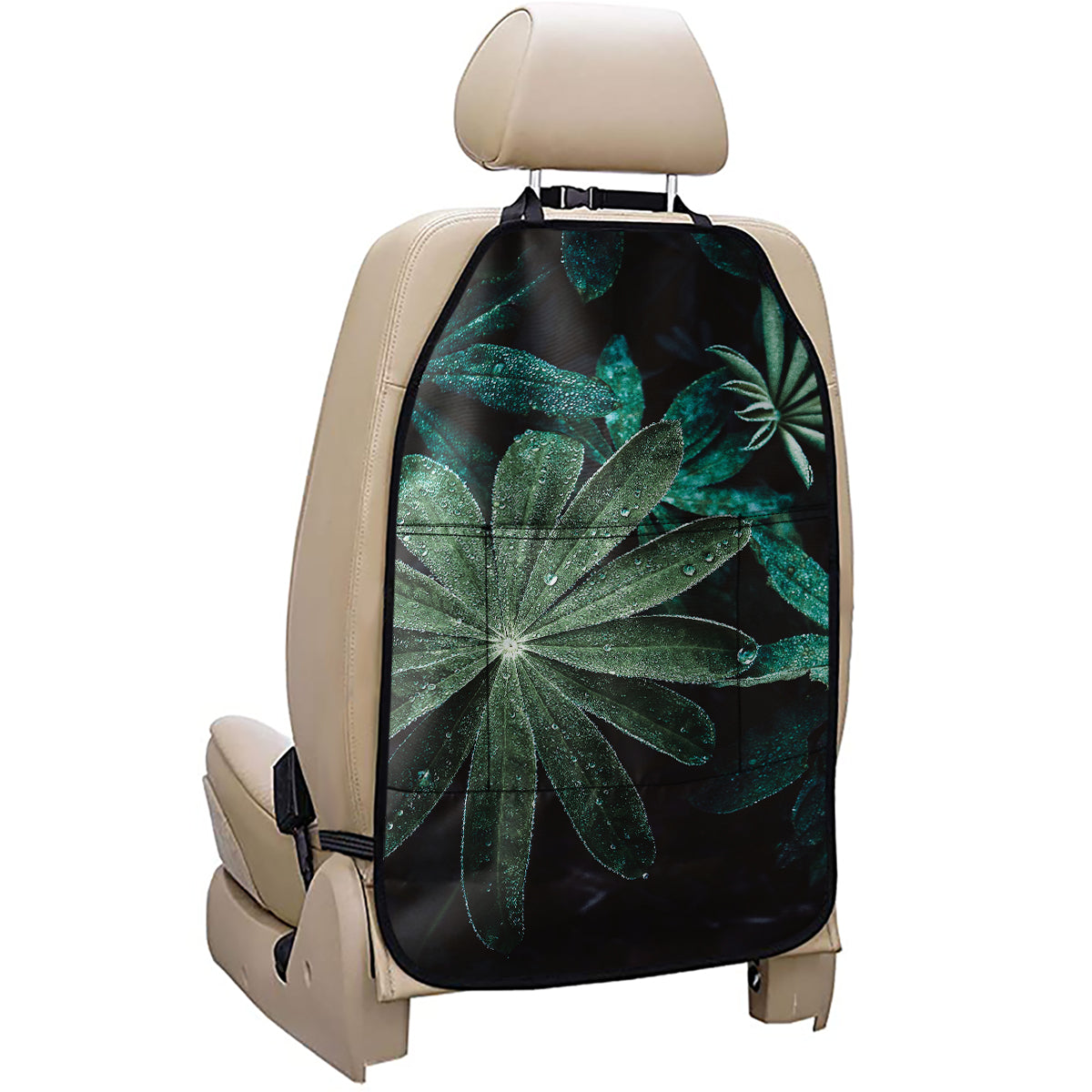 Fresh Tropical Leaf Print Car Seat Organizers