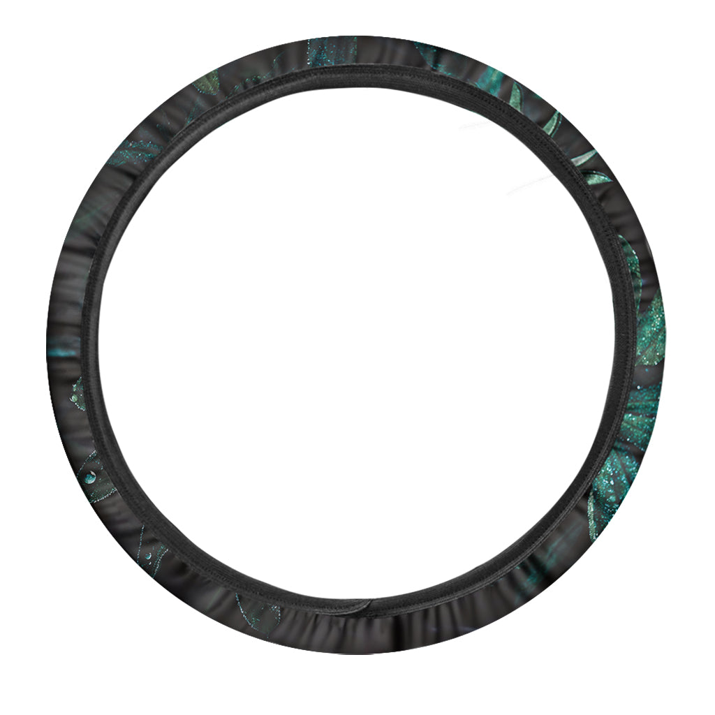 Fresh Tropical Leaf Print Car Steering Wheel Cover