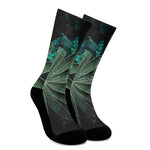Fresh Tropical Leaf Print Crew Socks