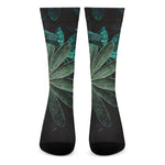 Fresh Tropical Leaf Print Crew Socks