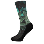 Fresh Tropical Leaf Print Crew Socks