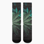 Fresh Tropical Leaf Print Crew Socks