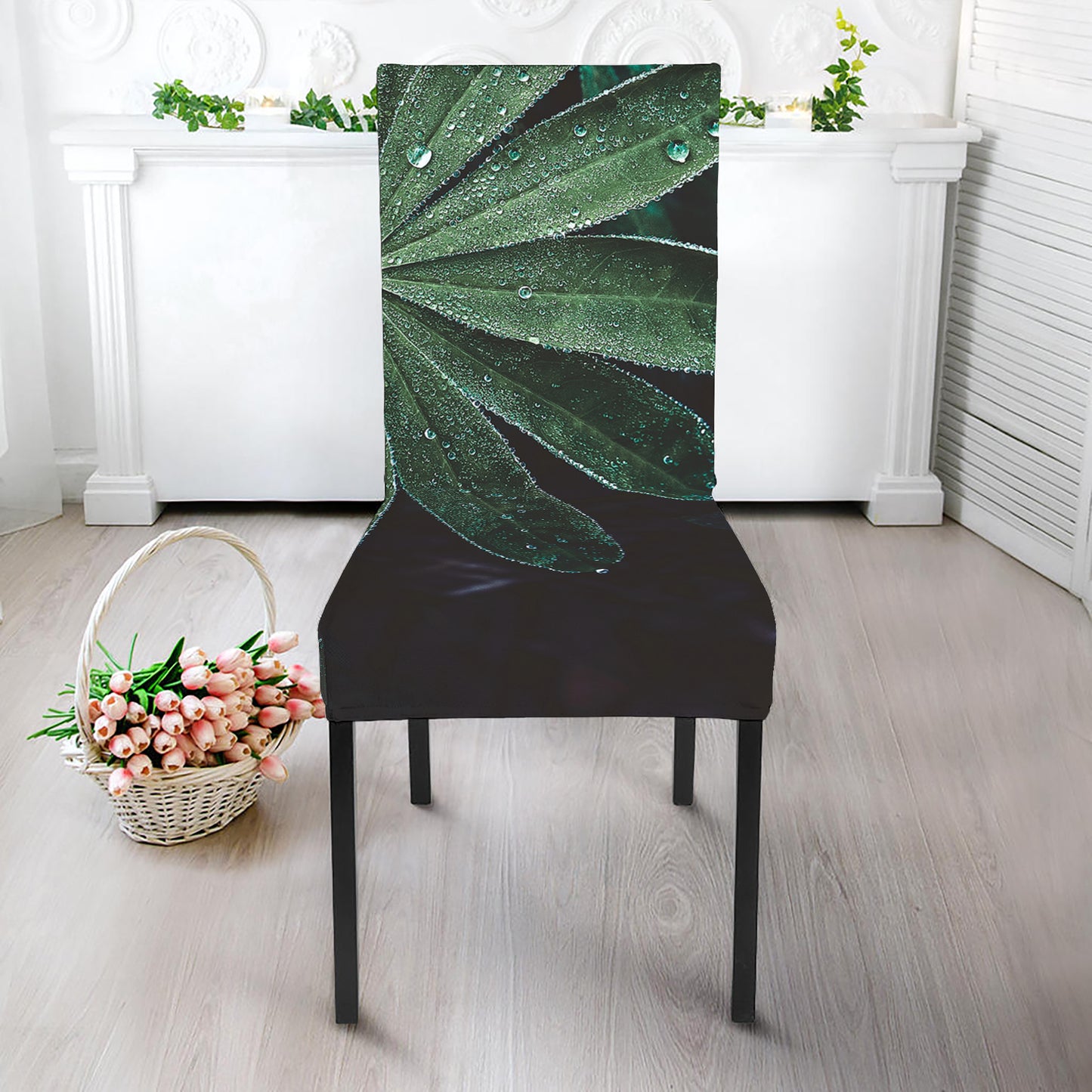 Fresh Tropical Leaf Print Dining Chair Slipcover