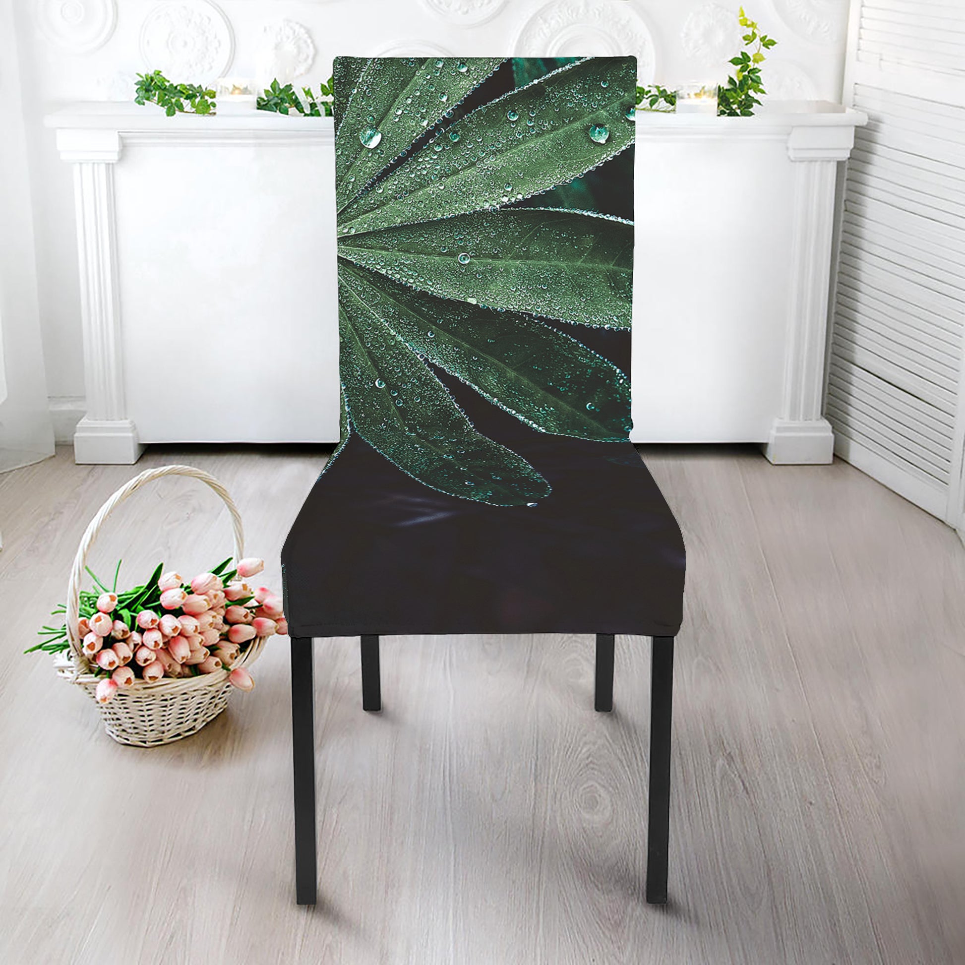 Fresh Tropical Leaf Print Dining Chair Slipcover