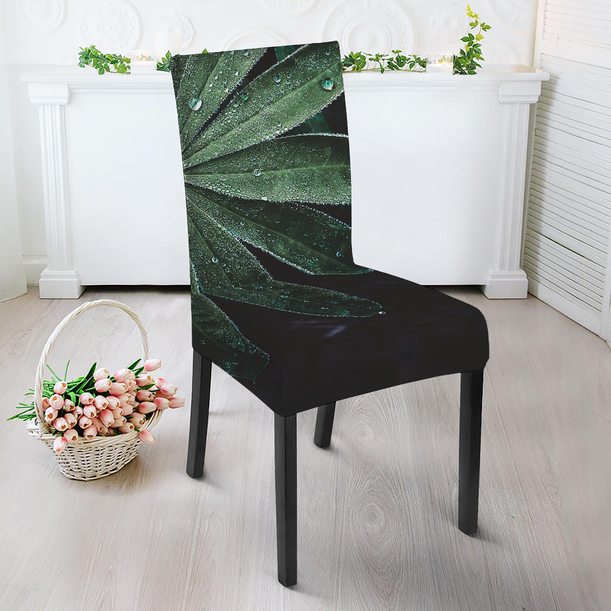 Fresh Tropical Leaf Print Dining Chair Slipcover