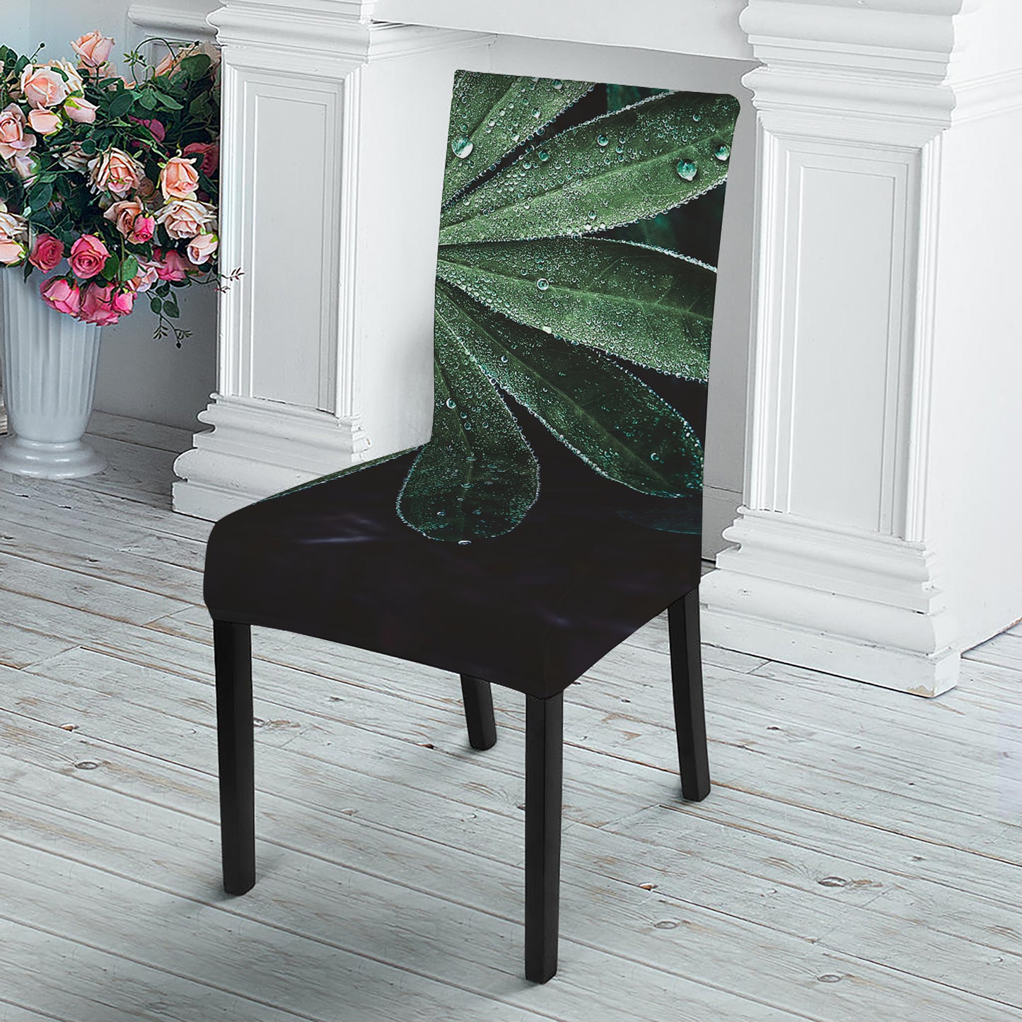 Fresh Tropical Leaf Print Dining Chair Slipcover