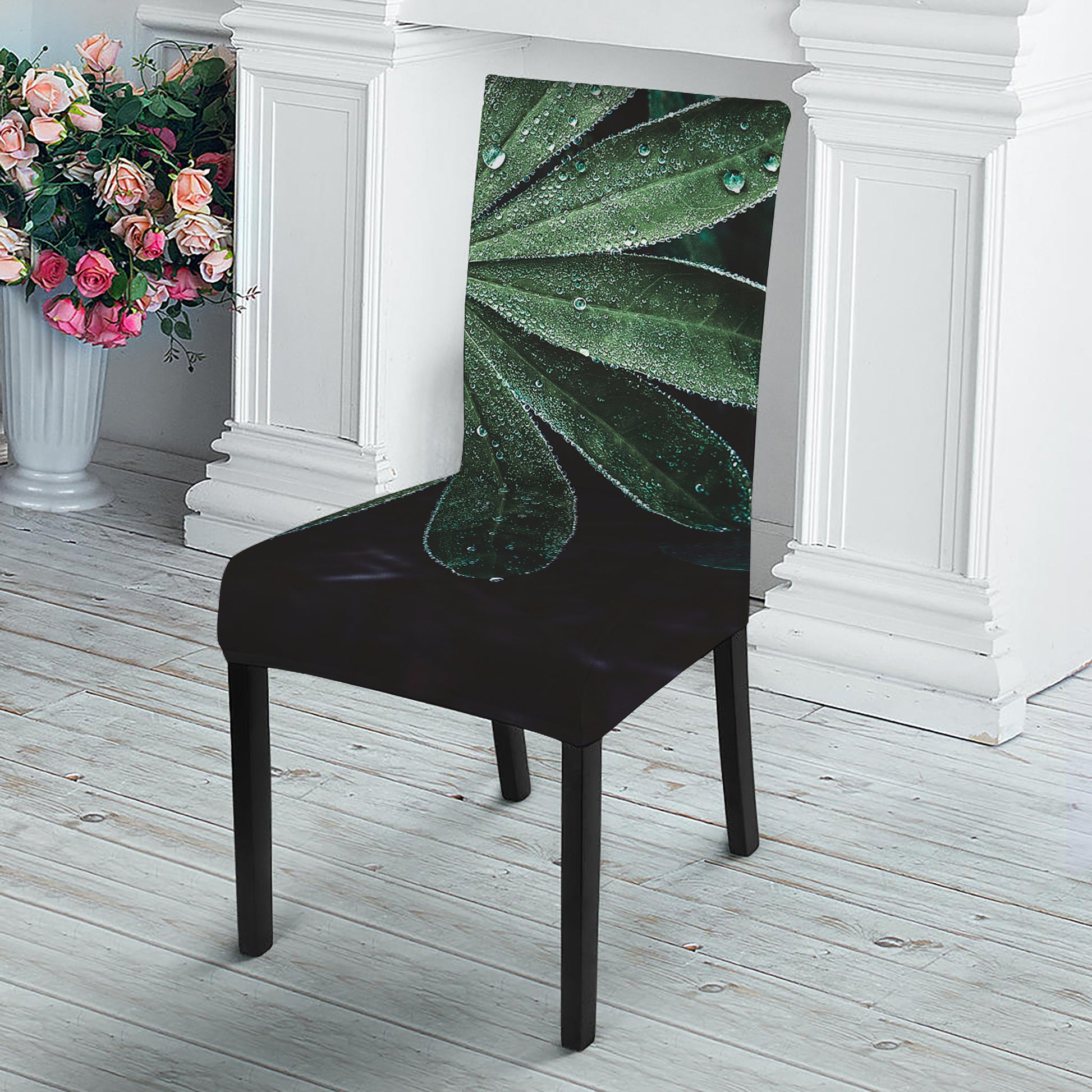 Fresh Tropical Leaf Print Dining Chair Slipcover