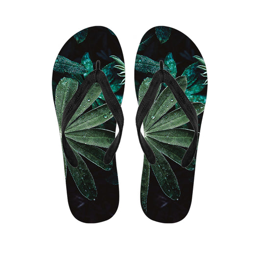 Fresh Tropical Leaf Print Flip Flops