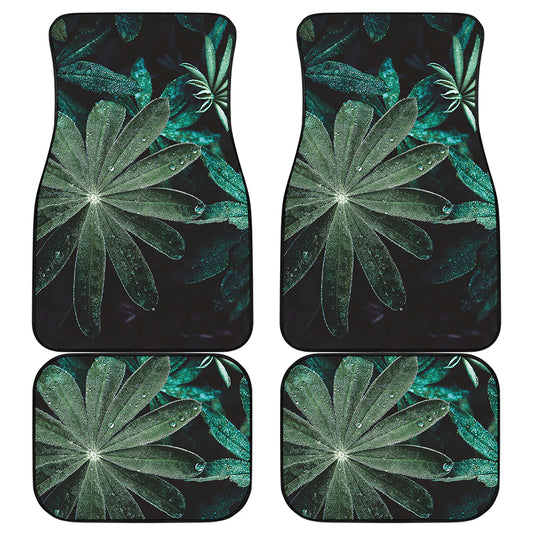 Fresh Tropical Leaf Print Front and Back Car Floor Mats