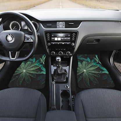 Fresh Tropical Leaf Print Front and Back Car Floor Mats