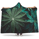 Fresh Tropical Leaf Print Hooded Blanket