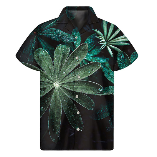 Fresh Tropical Leaf Print Men's Short Sleeve Shirt