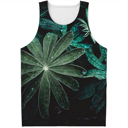 Fresh Tropical Leaf Print Men's Tank Top