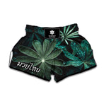 Fresh Tropical Leaf Print Muay Thai Boxing Shorts