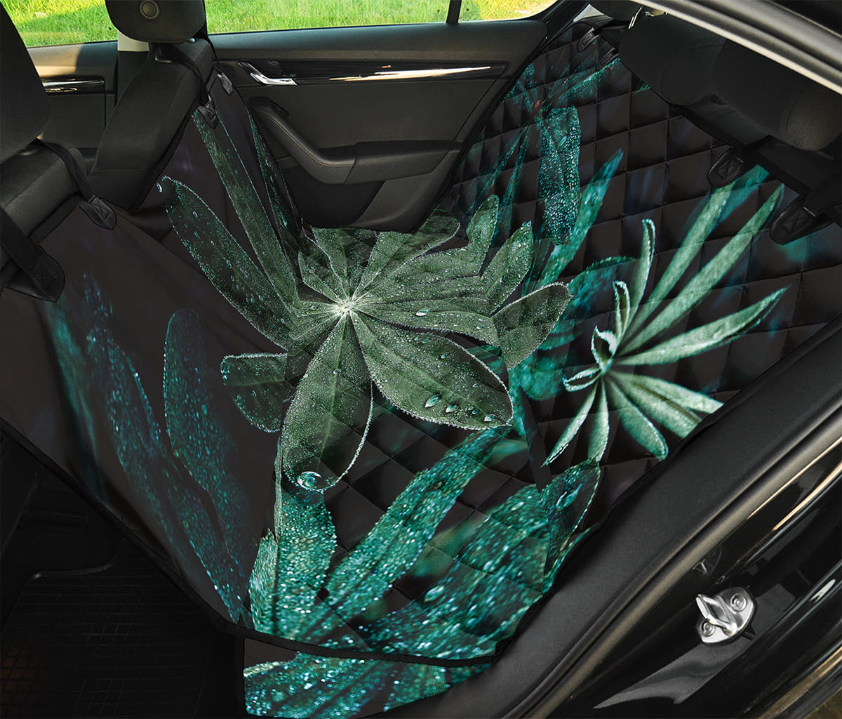 Fresh Tropical Leaf Print Pet Car Back Seat Cover