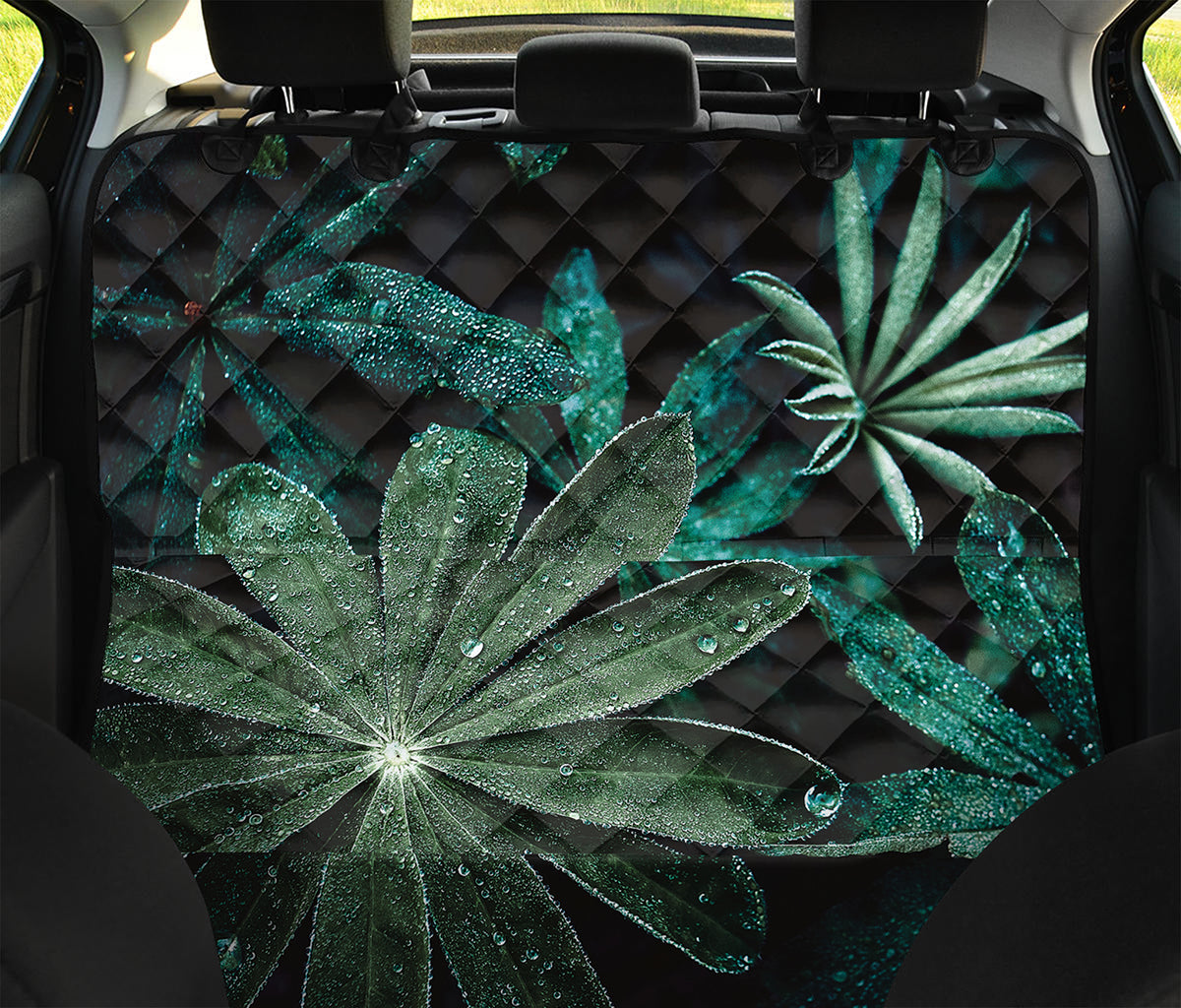 Fresh Tropical Leaf Print Pet Car Back Seat Cover