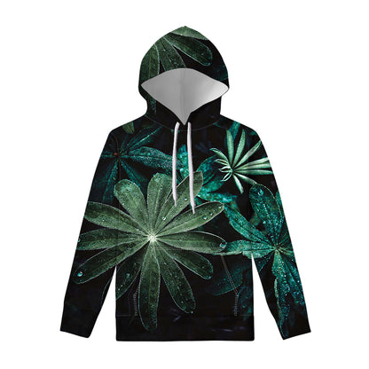 Fresh Tropical Leaf Print Pullover Hoodie