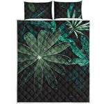 Fresh Tropical Leaf Print Quilt Bed Set
