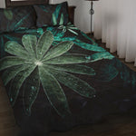 Fresh Tropical Leaf Print Quilt Bed Set