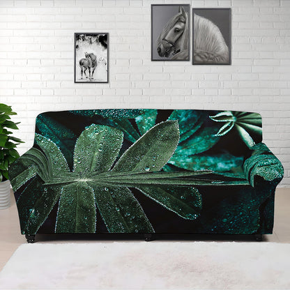 Fresh Tropical Leaf Print Sofa Cover