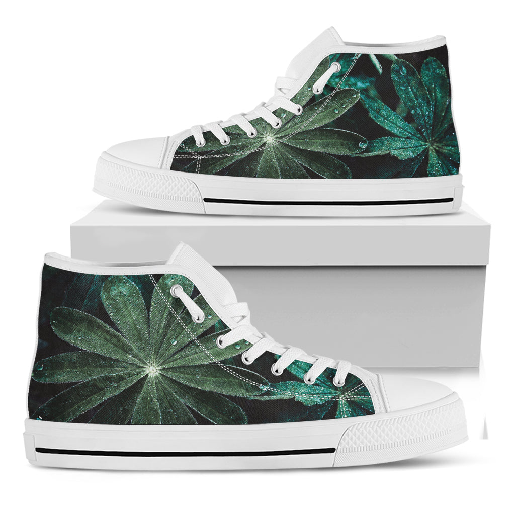 Fresh Tropical Leaf Print White High Top Shoes