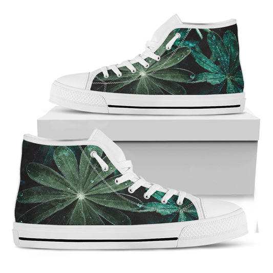 Fresh Tropical Leaf Print White High Top Shoes