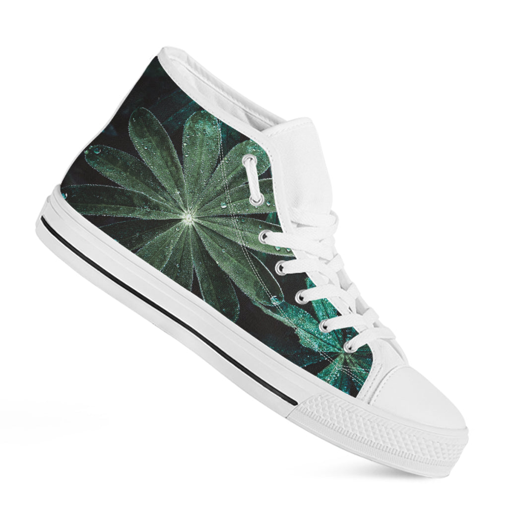 Fresh Tropical Leaf Print White High Top Shoes
