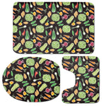 Fresh Vegetable Pattern Print 3 Piece Bath Mat Set