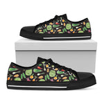 Fresh Vegetable Pattern Print Black Low Top Shoes