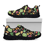 Fresh Vegetable Pattern Print Black Sneakers